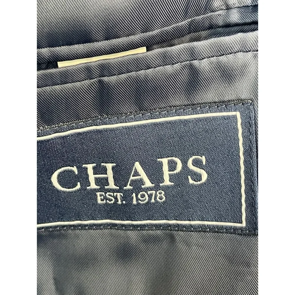 Chaps‎ 48R Gold Button Navy 100% Wool 2Btn Blazer Sport Coat Jacket